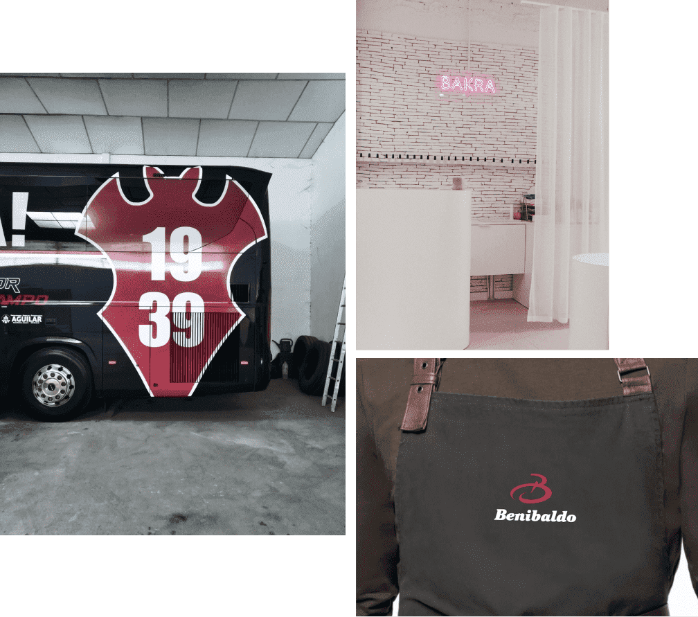 Autobús serigrafiado, tienda personalizada y ropa laboral personalizada
